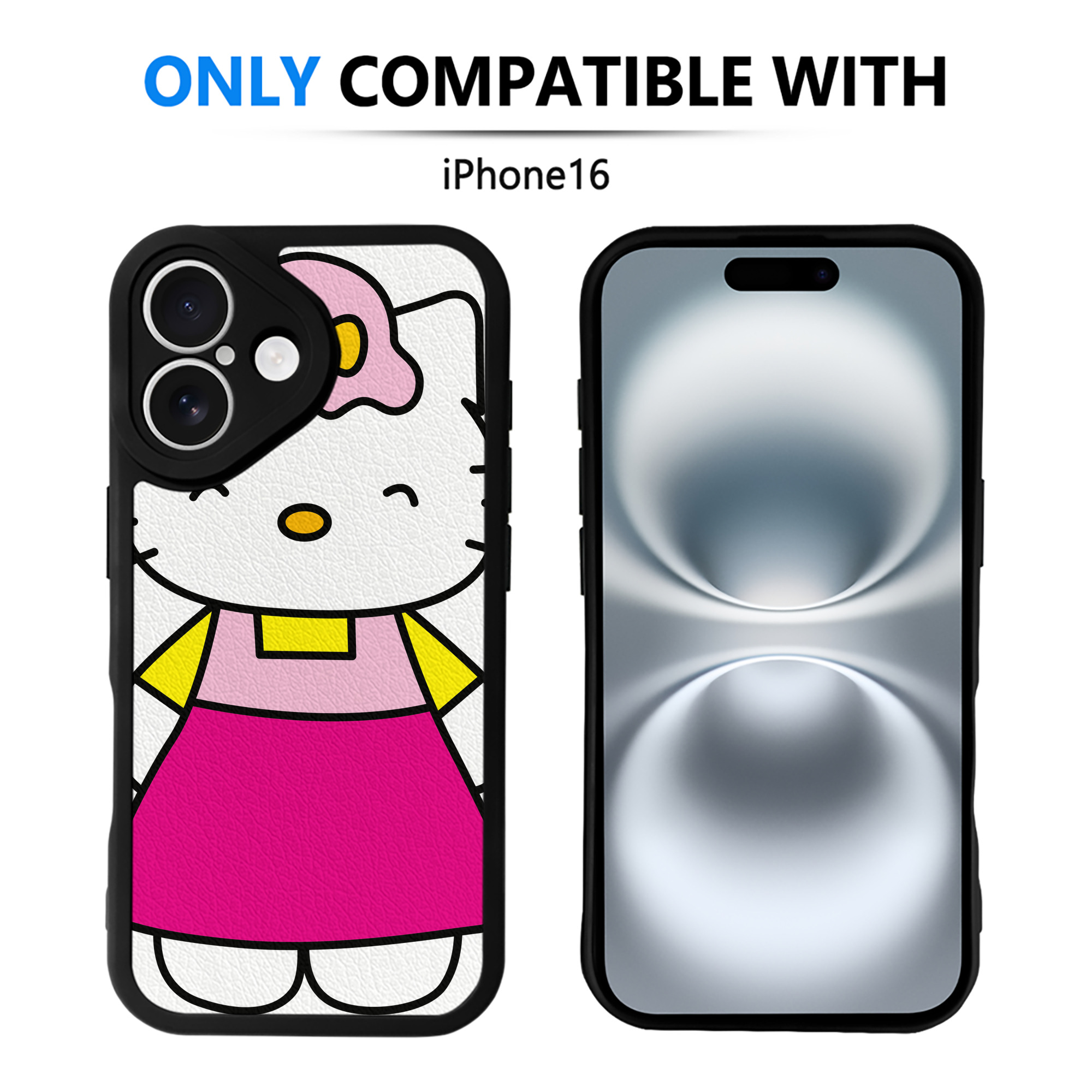 （画像用） Hello Kitty ハローキティ 【iPhone 16シリーズ対応】シリコンスマホケース（レザー調） 材質：シリコン